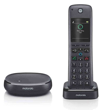 Motorola AXH01 DECT 6.0 Smart Cordless Phone and Answering Machine with Alexa Built-in C 1 Cordless Handset Included 